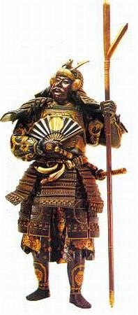 Бронзовая скульптура самурая в полном боевом облачении