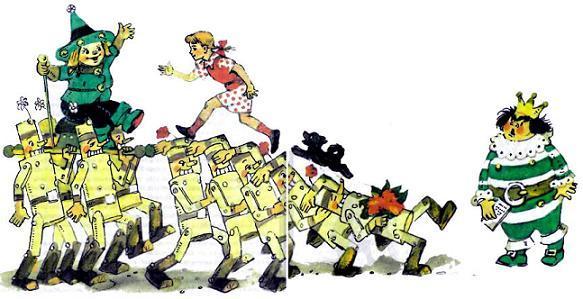 Элли встречается со Страшилой в подземном царстве