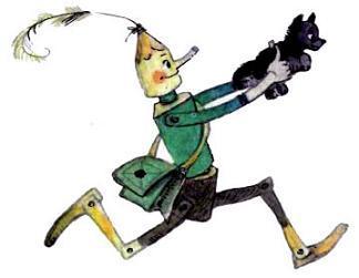 быстроногий деревянный почтальон с Тотошкой на руках