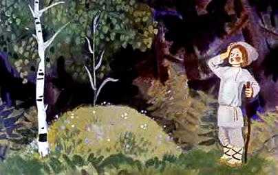 искал пастушок в лесу овечку, видит - белая березонька стоит