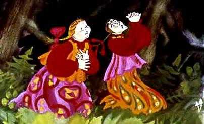 Две сестры-завистницы затряслись, побелели, на колени пали, в вине признались