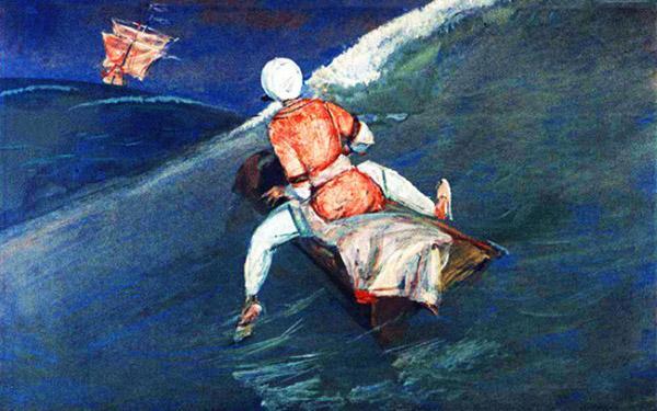 Синдбад-мореход (сказка) Синдбад-мореход плывет на деревянном корыте