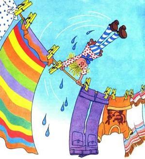 сипсик на бельевой веревке сушится