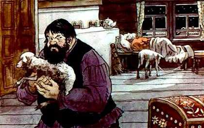 Уложил мужик старика спать и спрятал баранчика. А на его место своего такого же поставил: поди узнай