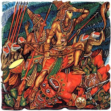 Рама, Сита и летаюяя обезьяна Хануман