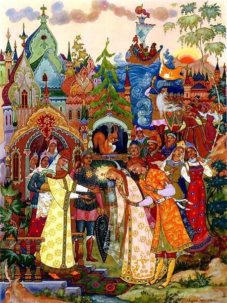 князь Гвидон с избранницей получают благословение матери