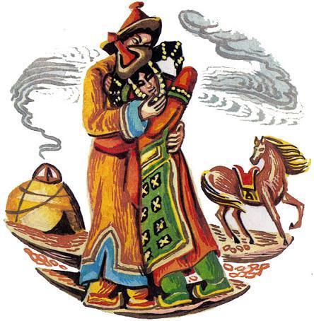 Сказка о хане, его зятьях и птице Хангарьд (монгольская сказка) птица Хангарьд летит и охотник стреляет из лука