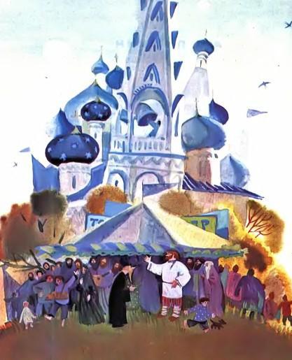 поп нанимает работника Балду на базаре