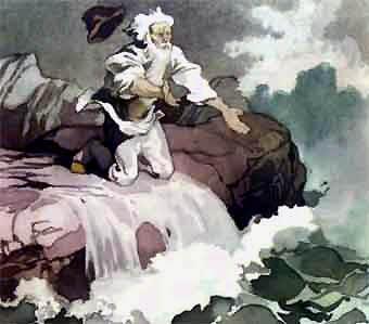 Сказка о рыбаке и рыбке Вот идёт он к синему морю, Видит, на море чёрная буря