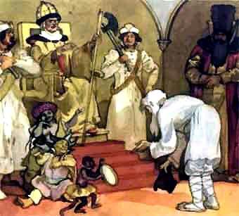 Сказка о рыбаке и рыбке Старичок к старухе воротился, Что ж? пред ним царские палаты, В палатах видит свою старуху