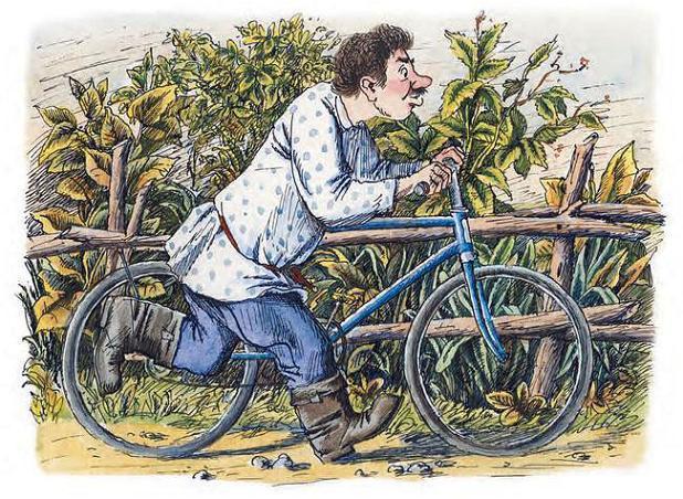 Сказка про Зелёную Лошадь Подушкин сразу, конечно, побежал в лес. На велосипеде