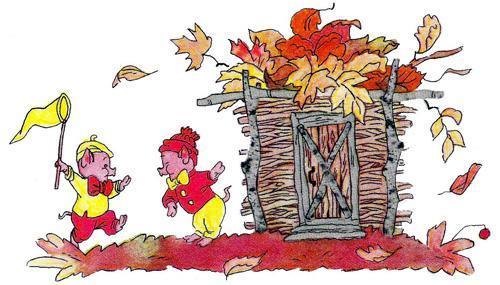 Нуф-Нуф сделал домик из веток