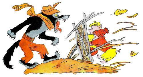 волк сломал домик из веток