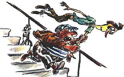 Сказка с подробностями жулики убегают по лестнице