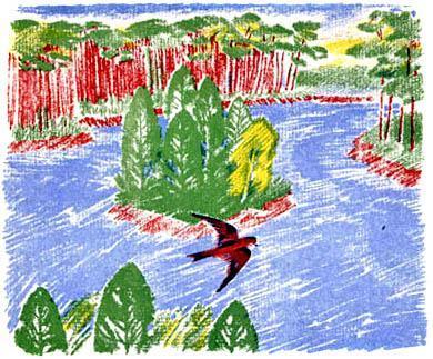 Лесные домишки (сказка) ласточка над рекой