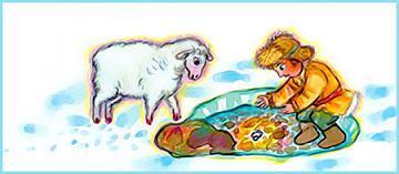 Ударил барашек копытцем об лед и пробил во льду прорубь.