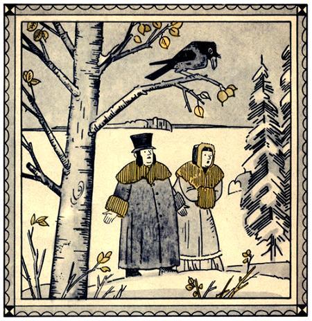 барин и барыня в снежном лесу