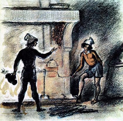 Огонь в печи затрещал что было мочи, и фазаны, которых поварята не успели дожарить сто лет тому назад, зарумянились в одну минуту