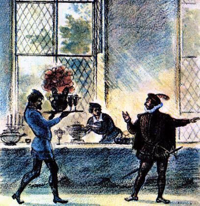 Спящая красавица (сказка) Слуги под присмотром дворецкого уже накрывали на стол в зеркальной столовой