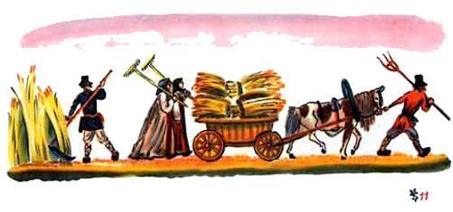 Старик годовик (сказка) крестьяне убирают урожай