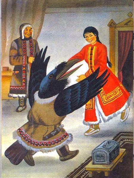 ворон и девушка