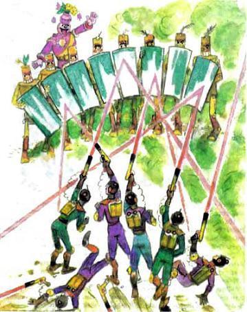 дуболомы отражают атаку инопланетян зеркальными щитами