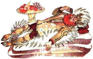 Генерал Банн-ну на перинах ест виноград