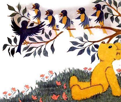 медвежонок Тедди Брюмм слушает пение птиц