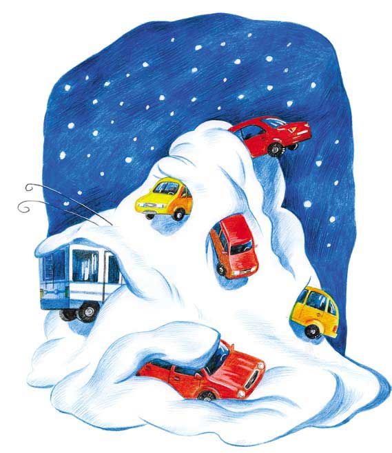 Технические сказки снегопад блокировал городской транспорт