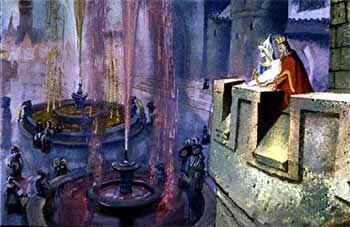 Три апельсина (сказка) на площади перед дворцом фонтан вина