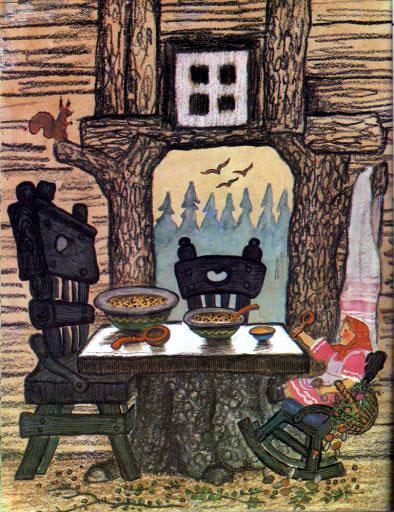 Три медведя (сказка) девочка катается на стуле Мишутки