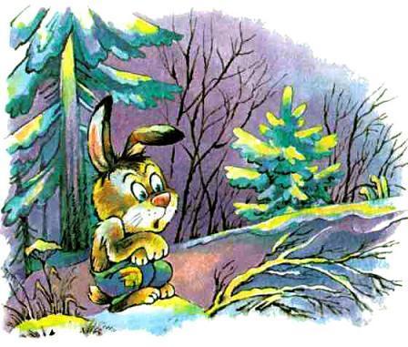 заяц мерзнет в лесу