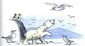 Сказка: Умка хочет летать (иллюстрации: Сутеев В.) белый медвежонок умка и чайки на льдине