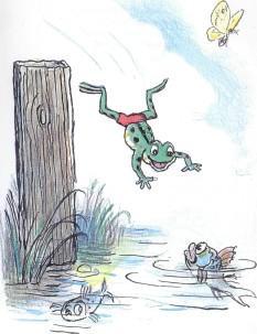 Упрямый лягушонок (иллюстрации: Сутеев В.) лягушонок, лягушка, озеро