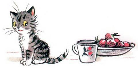 Усатый полосатый - стих котенок и еда