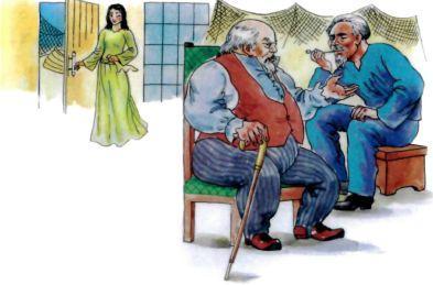 старый лавочник у рыбака  требует уплаты долга