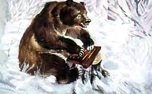 Веселый Матти (сказка) у медведя лапы толстые, бьет он по струнам — ох, как скверно играет