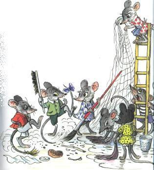 Стих: Веселый новый год (иллюстрации: Сутеев В.) мышата делают уборку