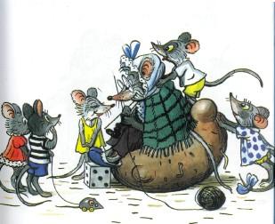 Стих: Веселый новый год (иллюстрации: Сутеев В.) бабушка мышь и внуки мышата