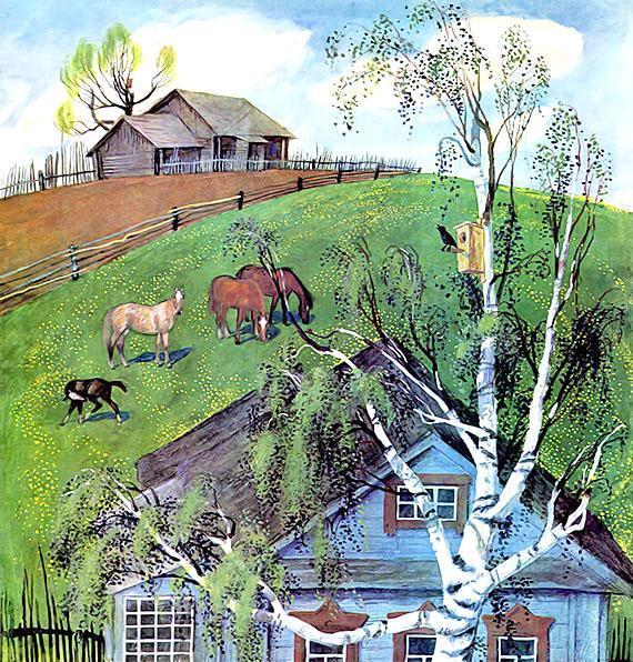 Весеннее небо: Жеребчик (рассказ) скворец поет сидя на дереве весна село природа