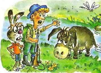 сказка: Винни-Пух Ослик Иа опускает хвост в воду спасая Ру