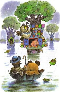 сказка: Винни-Пух Винни-Пух и Кристофер Робина плывут на зонтике