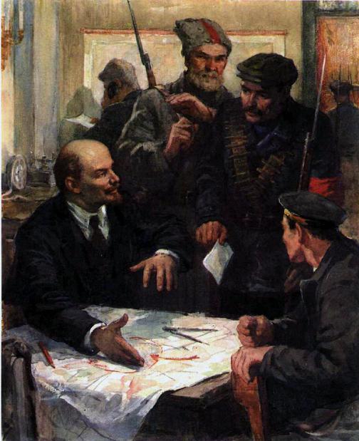 Владимир Ильич Ленин и революционные матросы и рабочие