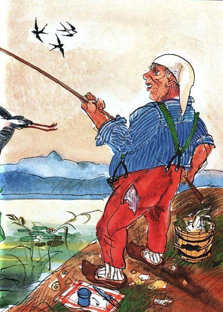 Водошлёп и Когтезверь (сказка) мельник ловит рыбу