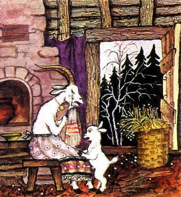 коза плачет и один козленок