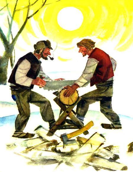мужики пилят дрова