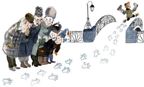 человек рассеянный наследил на снегу одев перчатки