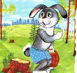 Зайка, лиса и петух (сказка) Заяц с корзинкой