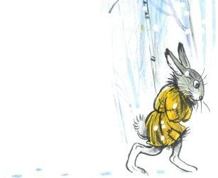 Зайкина шуба (иллюстрации: Сутеев В.) заяц в зимнем лесу в одиночестве