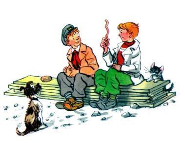 Замазка (рассказ) Костя и Шурик лепят из замазки зверей